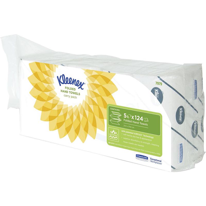 Foto van Kleenex papieren handdoeken ultra, intergevouwen, 2-laags, 124 vellen, pak van 5 stuks 6 stuks