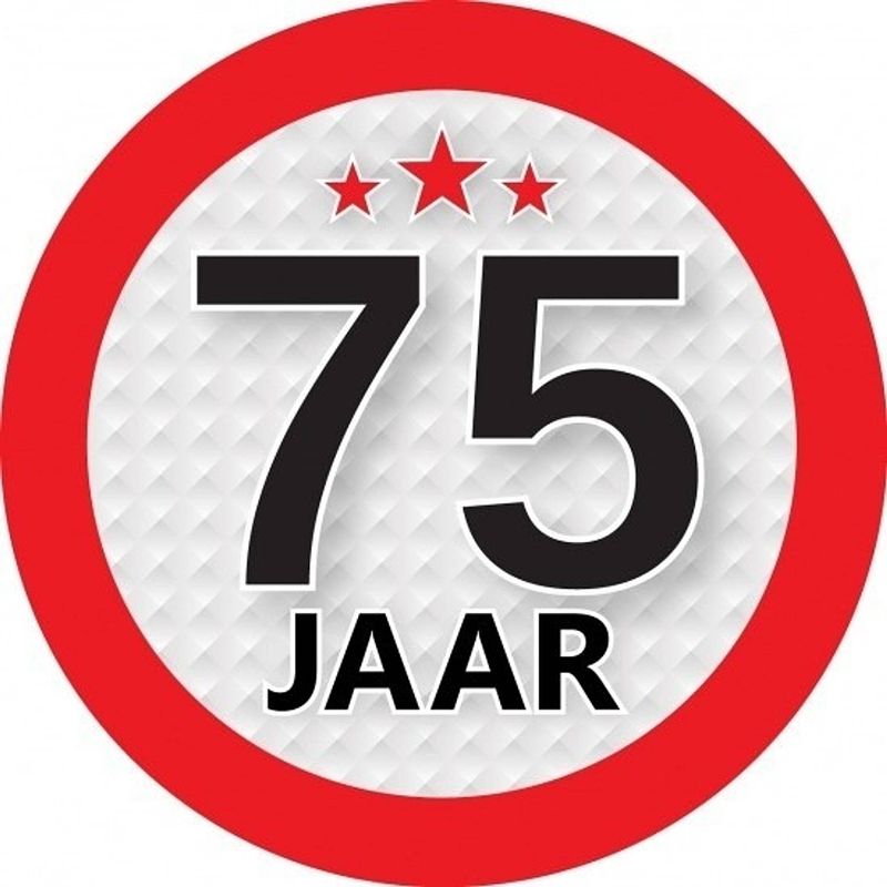 Foto van 10x 75 jaar leeftijd stickers rond 9 cm verjaardag versiering - feeststickers