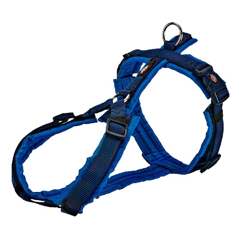 Foto van Trixie hondentuigje premium trekking 53-64 cm nylon zwart/blauw