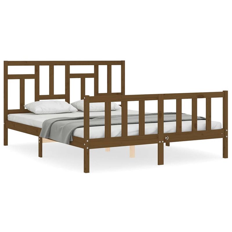 Foto van The living store bedframe - massief grenenhout - 205.5 x 155.5 x 100 cm - honingbruin