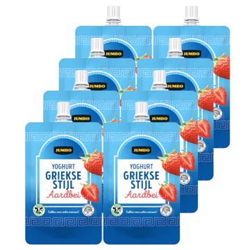 Foto van Jumbo yoghurt griekse stijl aardbei 8 x 200g