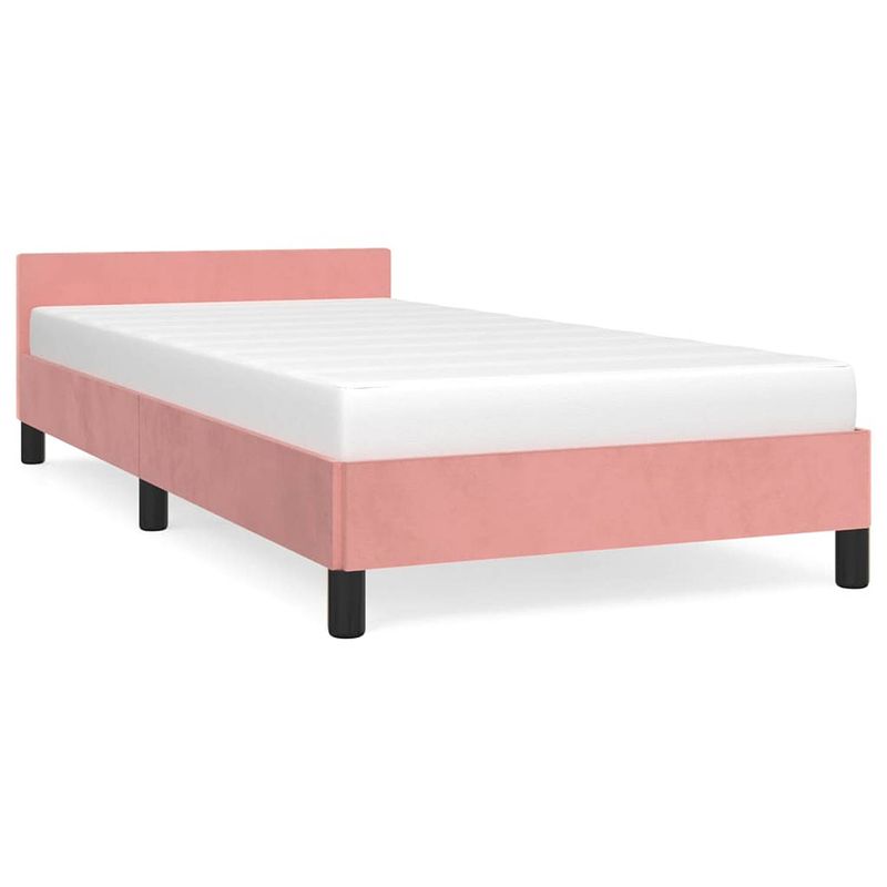 Foto van Vidaxl bedframe met hoofdeinde fluweel roze 100x200 cm