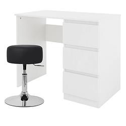 Foto van Bureau met drie laden 90x76x50 cm wit hout ml design