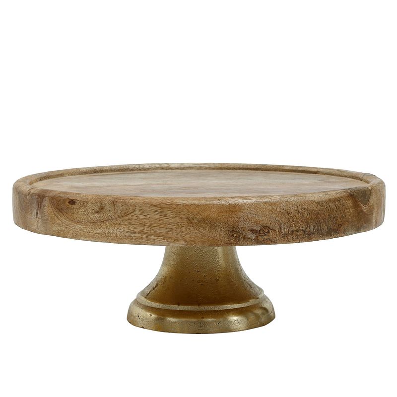 Foto van Ptmd hannah brown wooden cake stand on alu base s