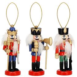 Foto van Notenkraker kerst houten soldaat kerstversiering 3 stuks multicolor 8 cm