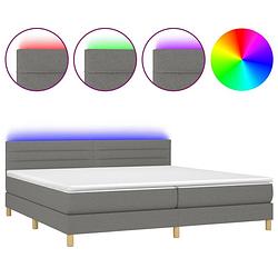 Foto van Vidaxl boxspring met matras en led stof donkergrijs 200x200 cm