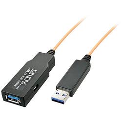 Foto van Lindy usb-kabel usb 3.2 gen1 (usb 3.0 / usb 3.1 gen1) usb-a stekker, usb-a bus 30 m zwart, oranje 42683