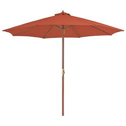 Foto van Vidaxl parasol met houten paal 300 cm terracotta