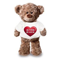 Foto van Knuffel teddybeer met ik vind je leuk hartje shirt 24 cm - knuffelberen