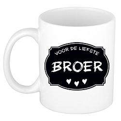 Foto van Bellatio decorations liefste broer verjaardag cadeau mok - zwart krijtbord - 300 ml - keramiek - broer/zussen dag - fees