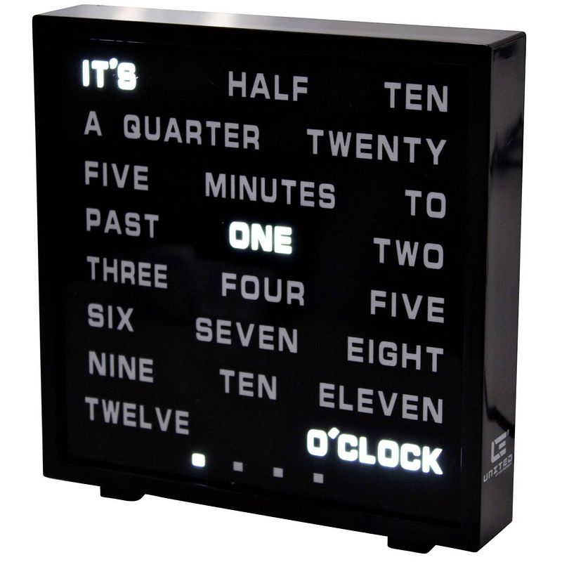 Foto van United entertainment led word clock - engels 17x16,5 cm