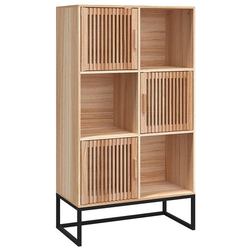 Foto van The living store hoge kast - bewerkt hout - 70 x 35 x 125 cm - scandinavisch design