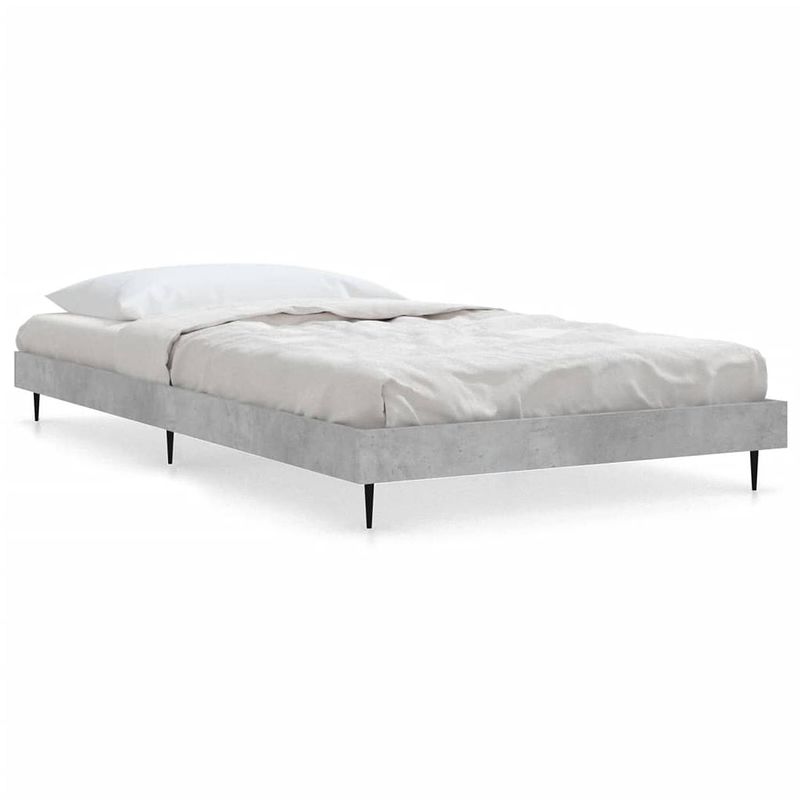 Foto van The living store bedframe - betongrijs - 203 x 93 x 20 cm - multiplex lattenbodem