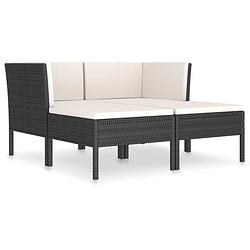 Foto van Vidaxl 4-delige loungeset met kussens poly rattan zwart