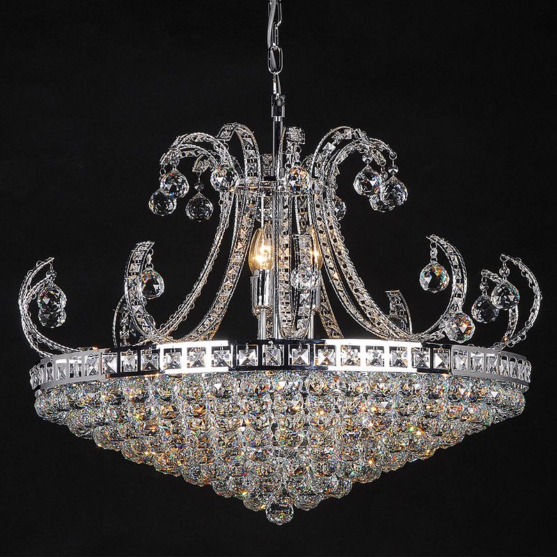 Foto van Lumilamp kroonluchter ø 80x60/182 cm zilverkleurig ijzer glas hanglamp kristal zilverkleurig hanglamp kristal