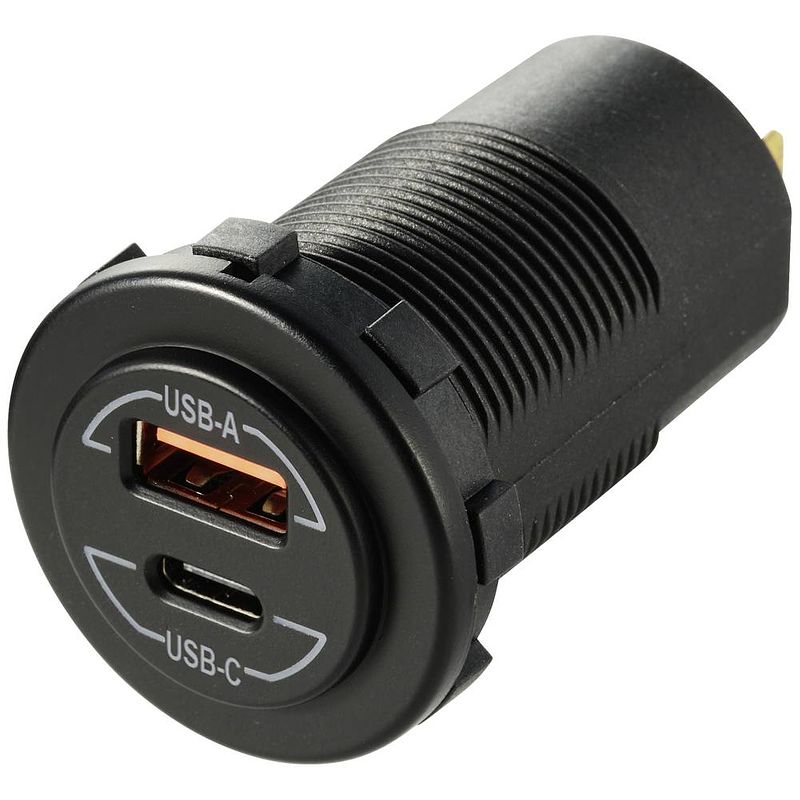 Foto van Voltcraft vc-pd 60w 12/24v power-delivery usb-inbouwcontactdoos auto 60 w 12/24 v