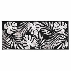 Foto van Casa di elturo keukenloper tapijt palm leaves - wit - zwart - 50 x 120 cm