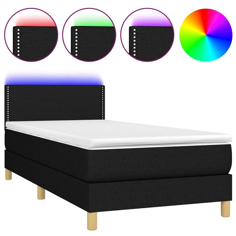 Foto van The living store boxspring - led - pocketvering - huidvriendelijk - 203x100x78/88cm - zwart