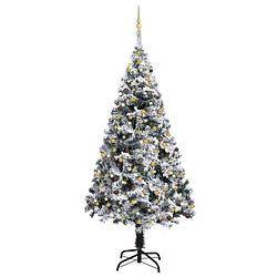 Foto van Vidaxl kunstkerstboom met led's en kerstballen 210 cm pvc groen