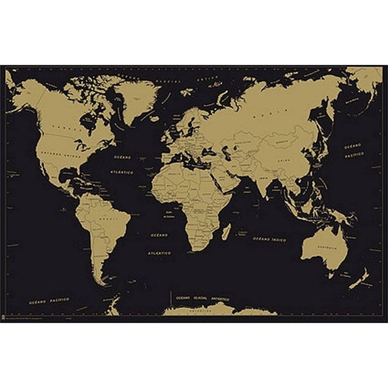 Foto van Grupo erik map world es politic metalizado-deco poster 91,5x61cm