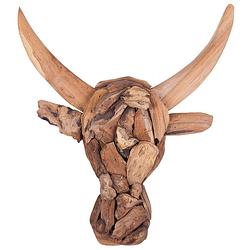 Foto van Beliani bull head - wandfiguur-lichte houtkleur-teakhout