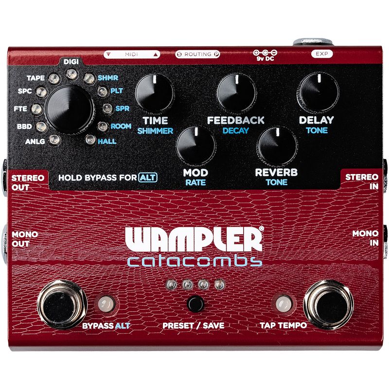 Foto van Wampler catacombs dream series reverb & delay multi-effectpedaal