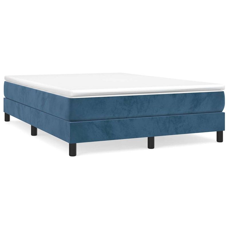 Foto van The living store boxspringframe donkerblauw 203x140x25 cm - fluwelen stof - ondersteunende poten - multiplex