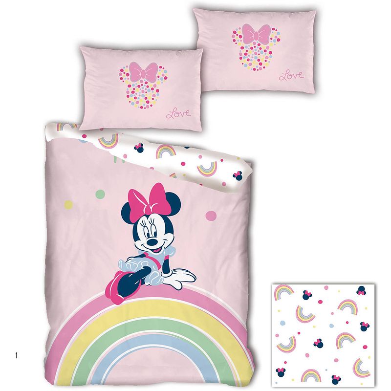 Foto van Disney minnie mouse dekbedovertrek rainbow - eenpersoons - 140 x 200 cm - polyester