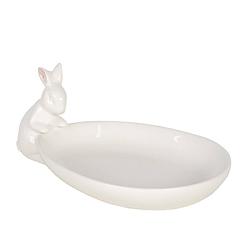 Foto van Clayre & eef serveerschaal 20*13*8 cm wit keramiek ovaal konijn presenteerschaal dienblad decoratie schaal wit
