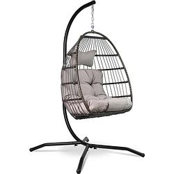 Foto van Vita5 egg hangstoel - met standaard - binnen en buiten - cocoon stoel - opvouwbaar - tot 150kg - incl. kussen