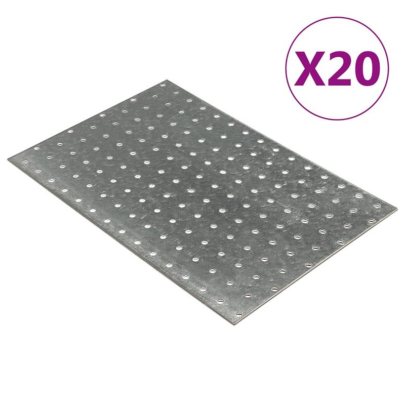 Foto van Vidaxl platen geperforeerd 20 st 2 mm 300x200 mm gegalvaniseerd staal