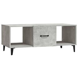 Foto van The living store salontafel betongrijs 102x50x40 cm - bewerkt hout en ijzer