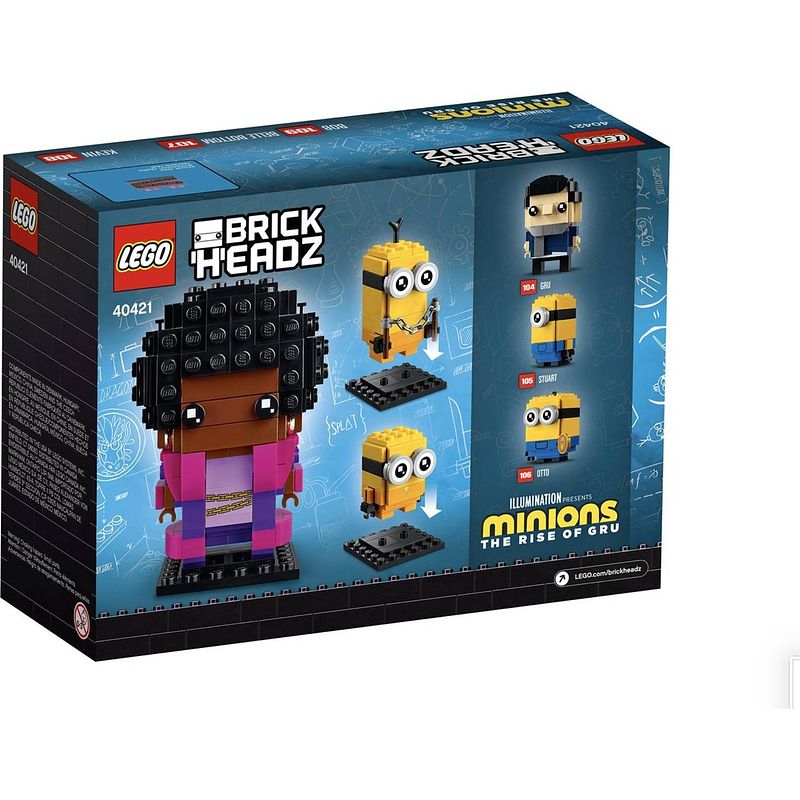 Foto van Lego 40421 brickheadz minions belle onderkant, kevin en bob