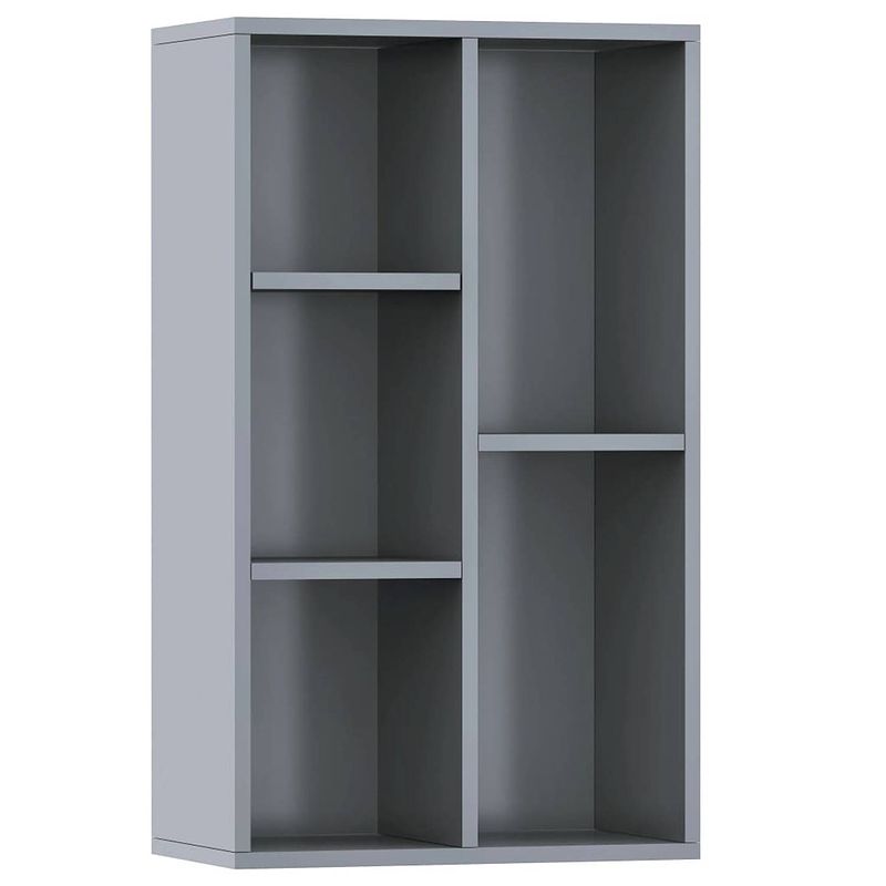 Foto van Vidaxl boekenkast/dressoir 50x25x80 cm spaanplaat hoogglans grijs