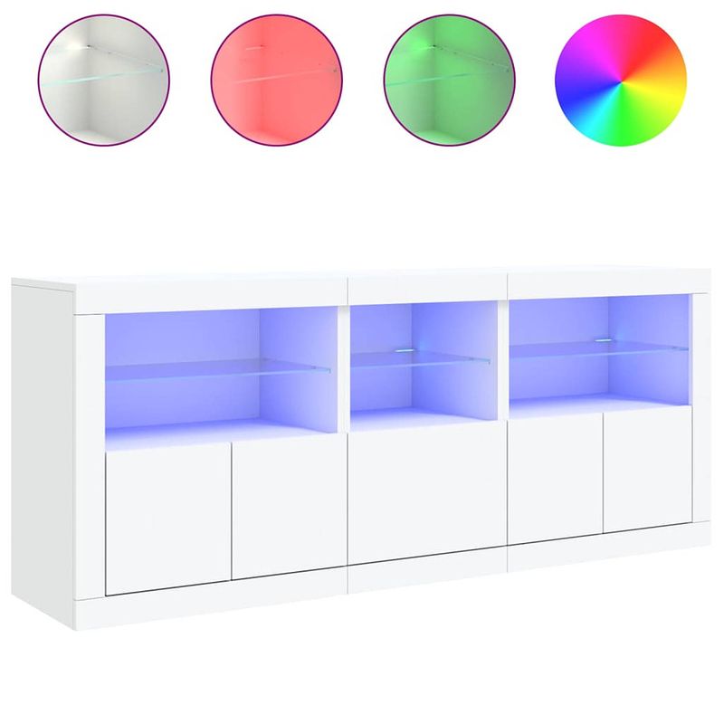 Foto van Vidaxl dressoir met led-verlichting 162x37x67 cm wit