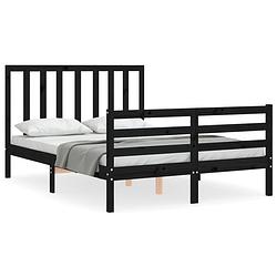 Foto van The living store bedframe massief grenenhout - zwarte kleur - multiplex lattenbodem - 195.5 x 145.5 x 100 cm - geschikt