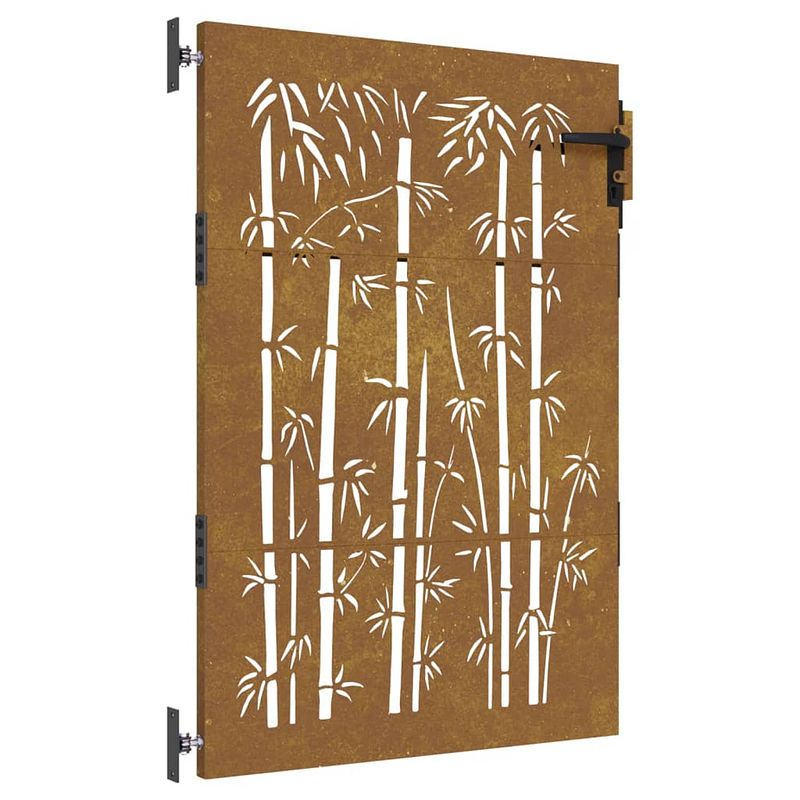 Foto van Vidaxl poort 85x125 cm bamboe-ontwerp cortenstaal