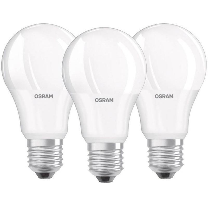 Foto van Osram 4058075819436 led-lamp energielabel f (a - g) e27 peer 10.5 w = 75 w warmwit (ø x l) 60 mm x 110 mm 3 stuk(s)