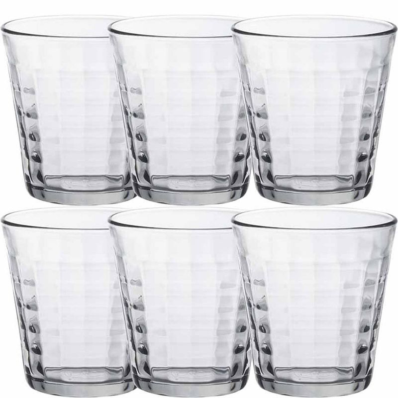 Foto van 6x drinkglazen/waterglazen transparant prisme 275 ml - drinkglazen