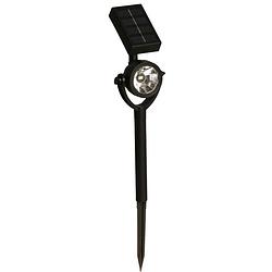 Foto van Solar tuinlamp/spotlamp - 1x - zwart - led softtone effect - oplaadbaar - l8 x b5,5 x h35 cm - fakkels