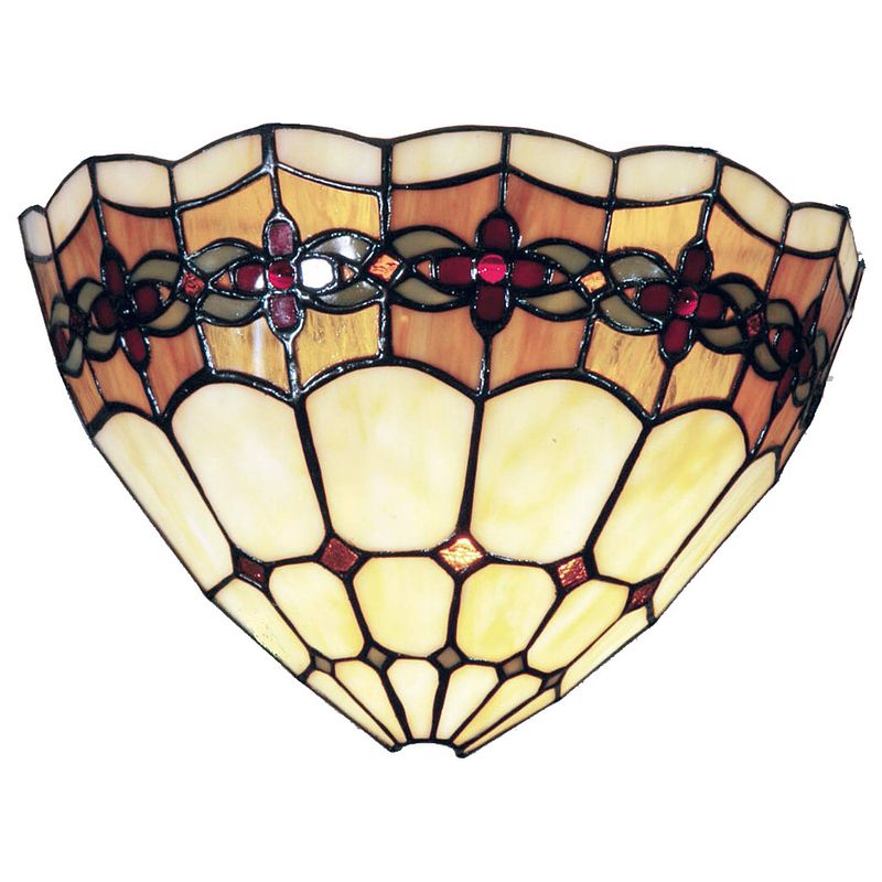 Foto van Clayre & eef wandlamp tiffany compleet 30x14x20 cm 1x e14 max 40w. - oranje, multi colour - ijzer, glas