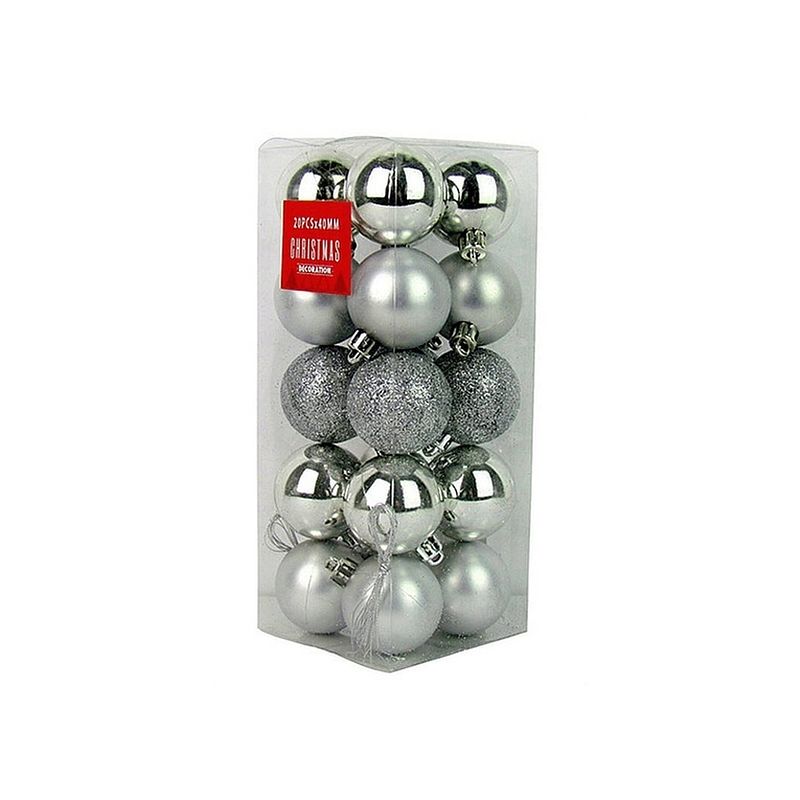 Foto van Kerstballen zilver ?4 cm - mat & glimmend - 20 kerstballen