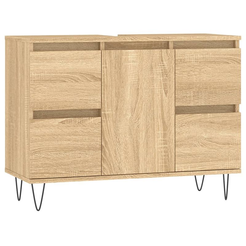 Foto van The living store badkaast sonoma eiken - 80 x 33 x 60 cm - duurzaam bewerkt hout en ijzer