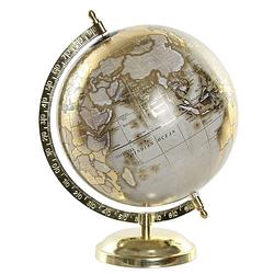 Foto van Decoratie wereldbol/globe goud op metalen voet 20 x 28 cm - wereldbollen