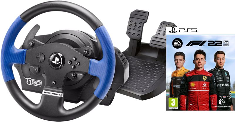 Foto van Thrustmaster t150 rs + f1 22 ps5