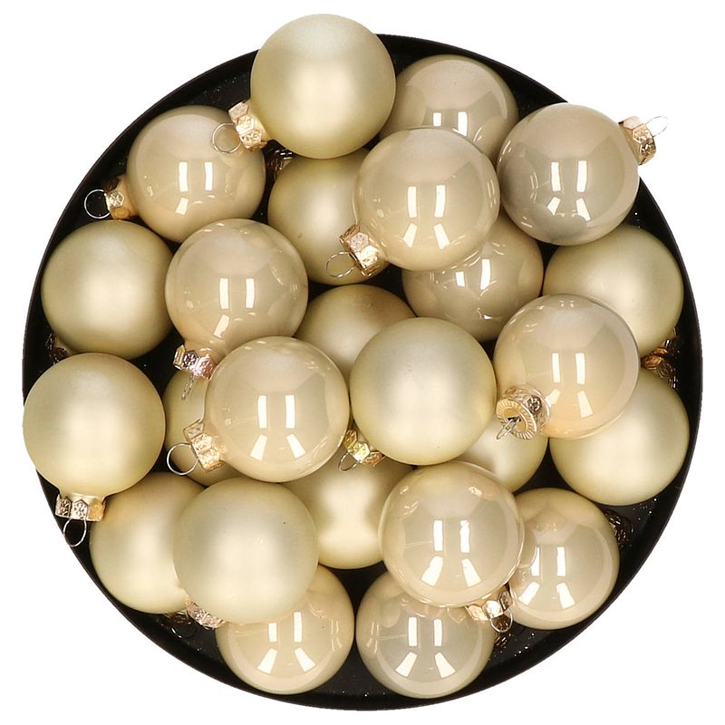 Foto van Kerstballen set van glas 36x stuks licht champagne 4 cm - kerstbal