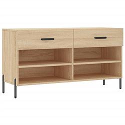 Foto van The living store schoenenbank - sonoma eiken - 102 x 35 x 55 cm - duurzaam materiaal