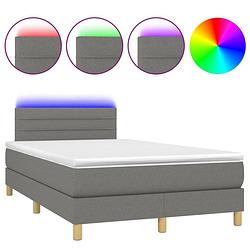 Foto van The living store boxspring donkergrijs - 203x120 cm - met led-verlichting en pocketvering matras