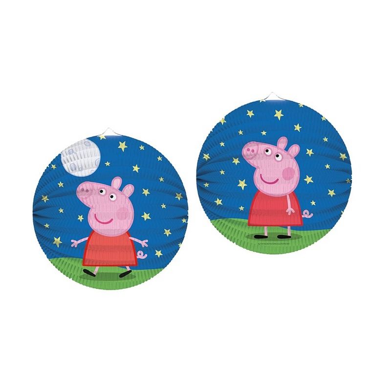 Foto van 1x peppa pig thema lampion rond 25 cm - feestlampionnen