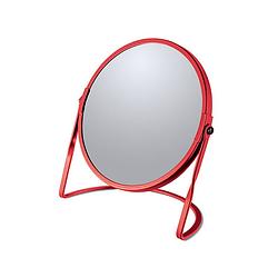 Foto van Make-up spiegel cannes - 5x zoom - metaal - 18 x 20 cm - rood - dubbelzijdig - make-up spiegeltjes